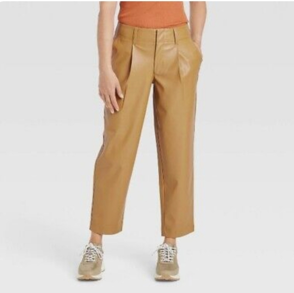 WOMEN'S High Rise Faux Leather Ankle Pants- A New Day - Picture 2 of 10
